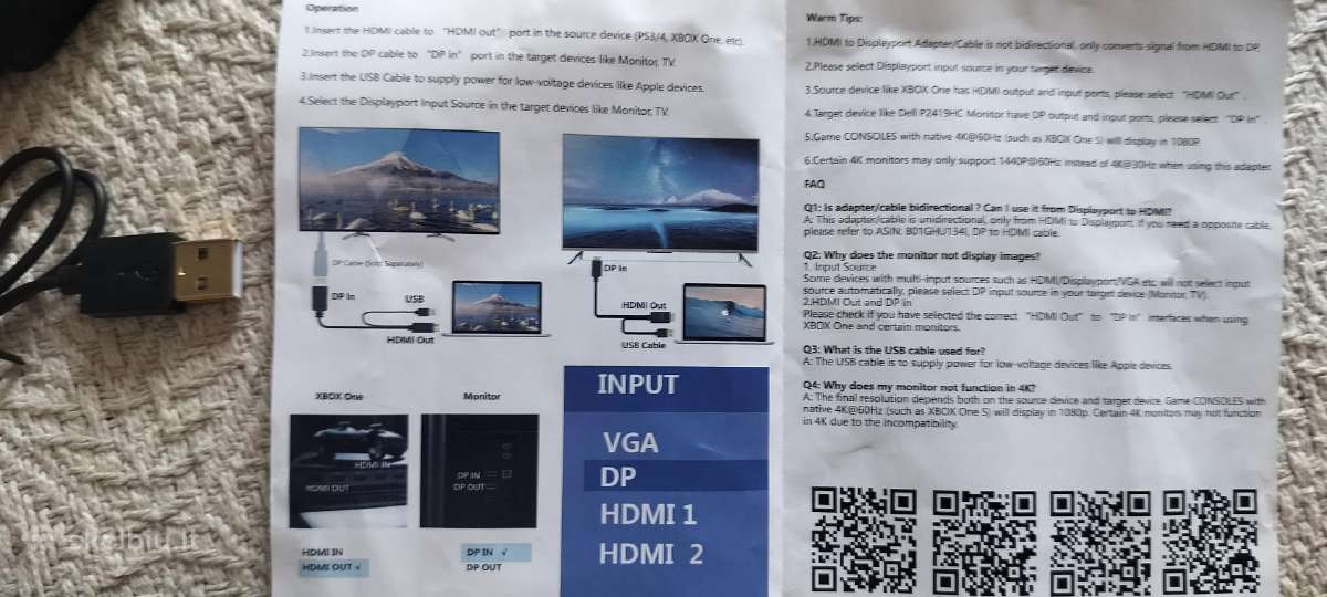 Hdmi Display port kabelis su Usb.4k. - nuotraukos Nr. 6