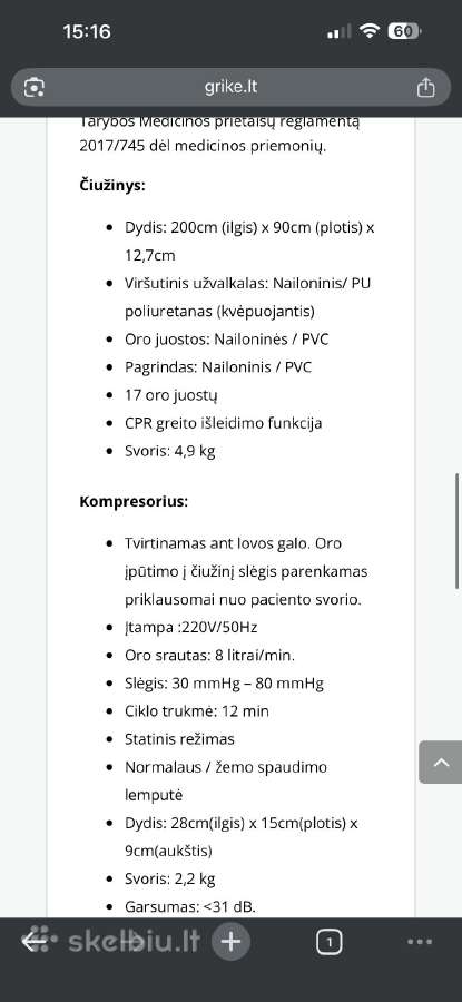 Kompresinis čiužinys nuo pragulų - nuotraukos Nr. 3