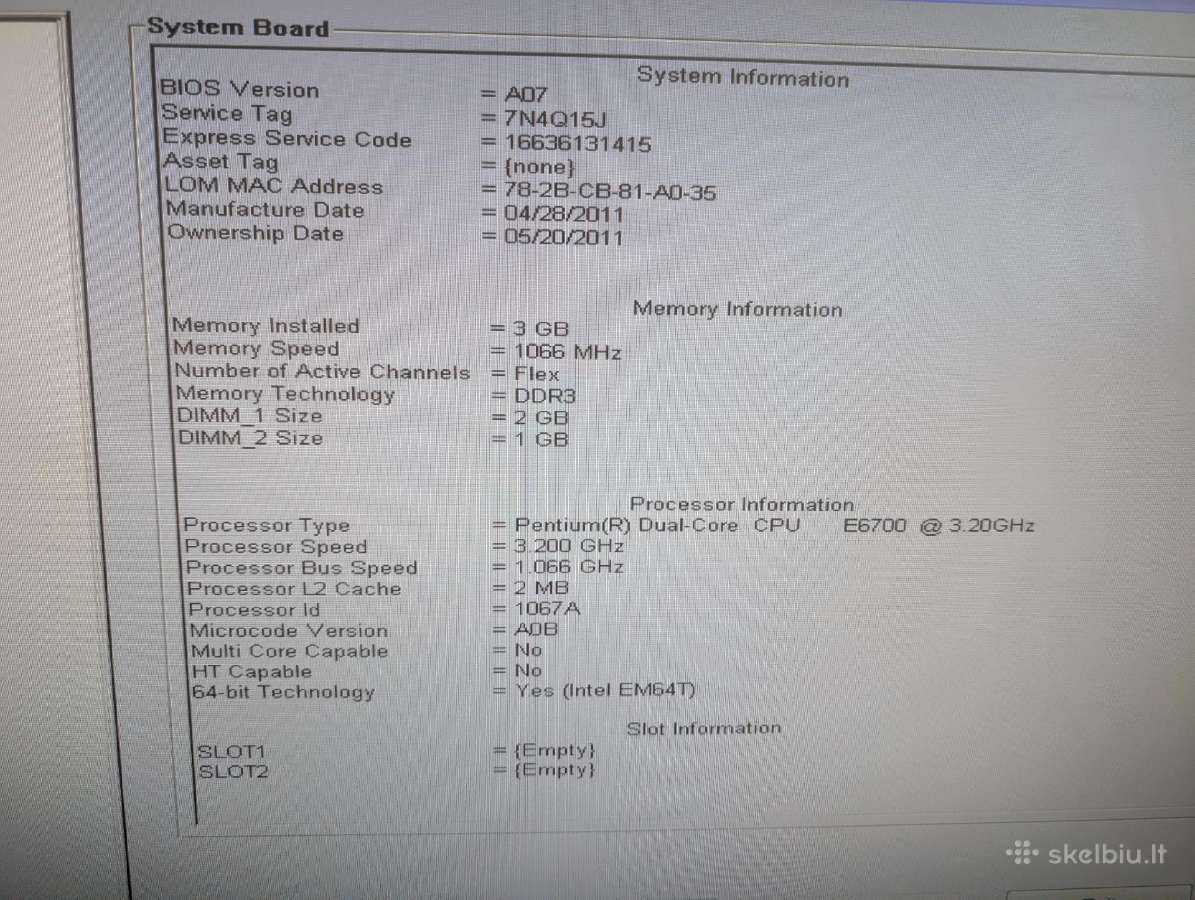Dell Optiplex 380 / 3gb / 250gb / Win 7 - nuotraukos Nr. 7