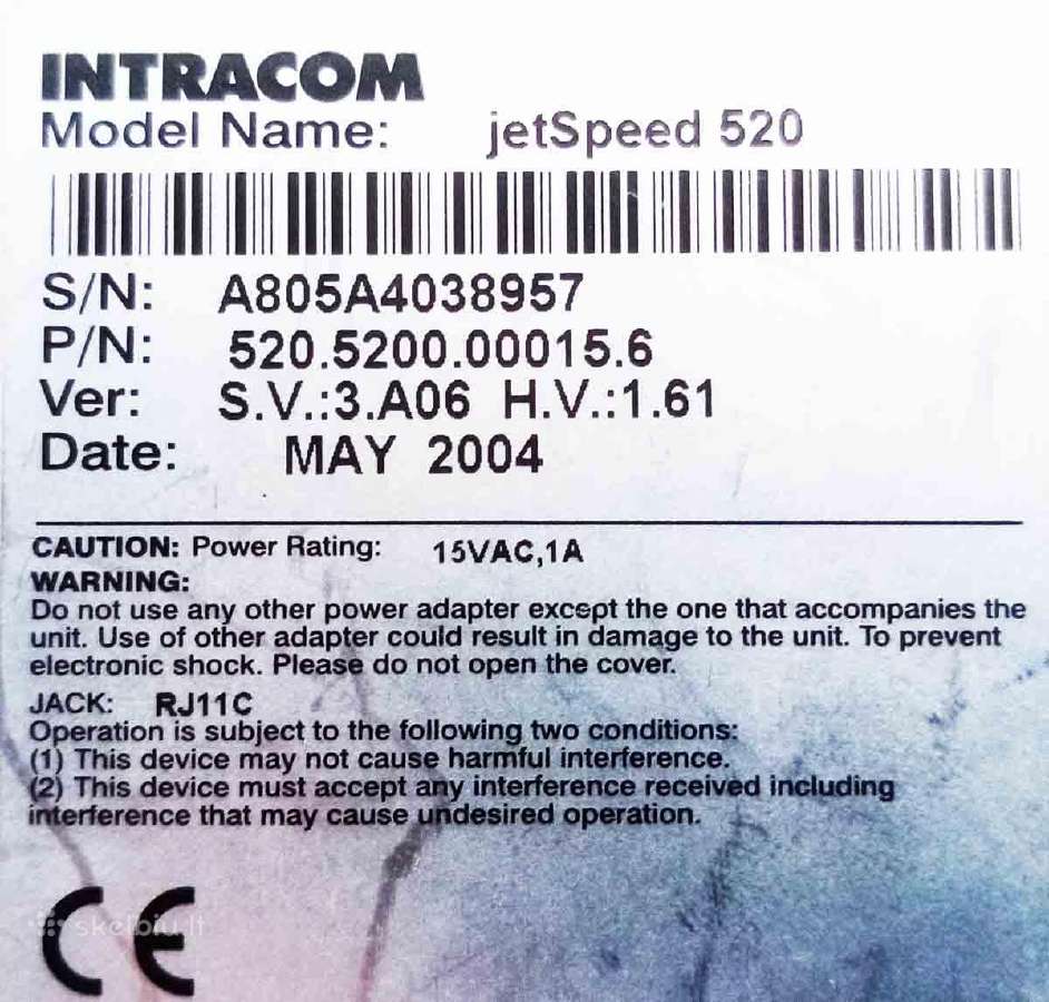 Parduodu intracom jetspeed 520 modema - nuotraukos Nr. 3