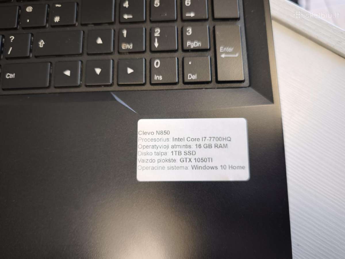 Clevo N850 Gtx1050ti / I5-7700hq / 1tb SSD / 16gb - nuotraukos Nr. 2
