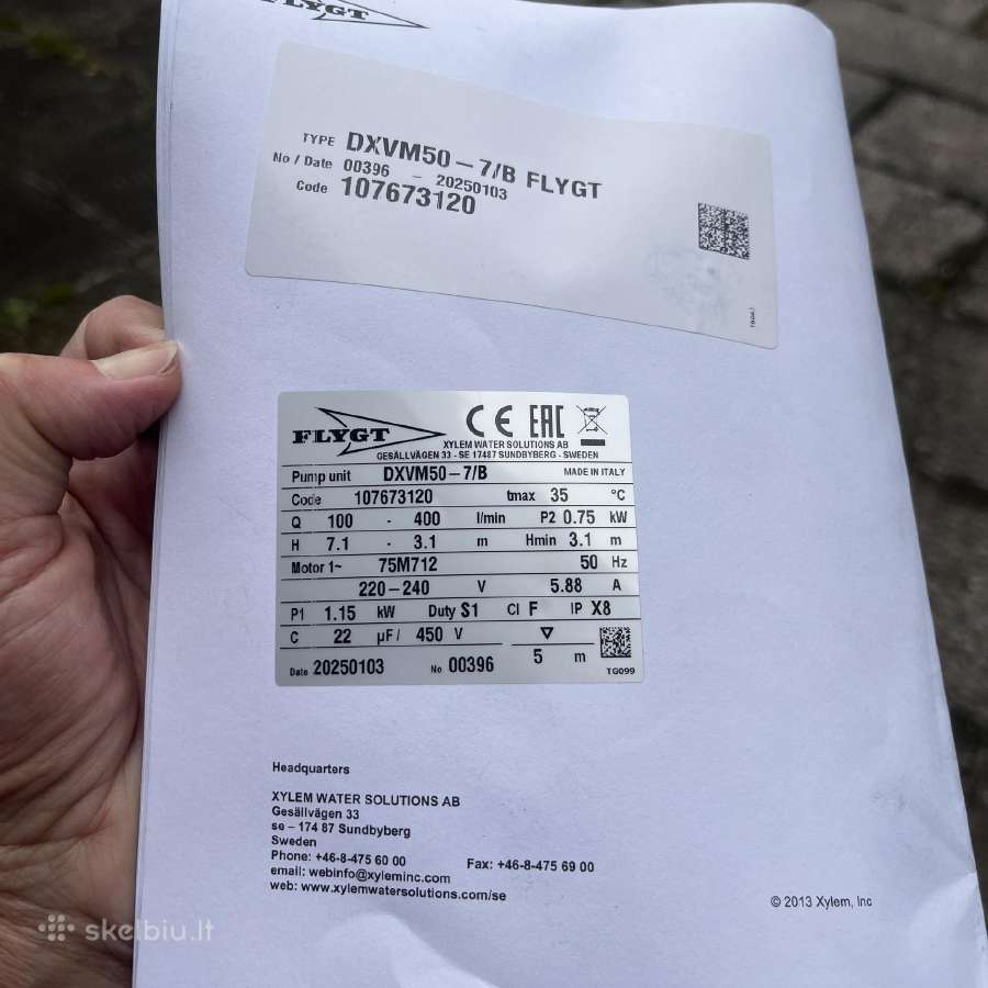 Nuotekų siurblys Dxvm50-7/b - nuotraukos Nr. 6