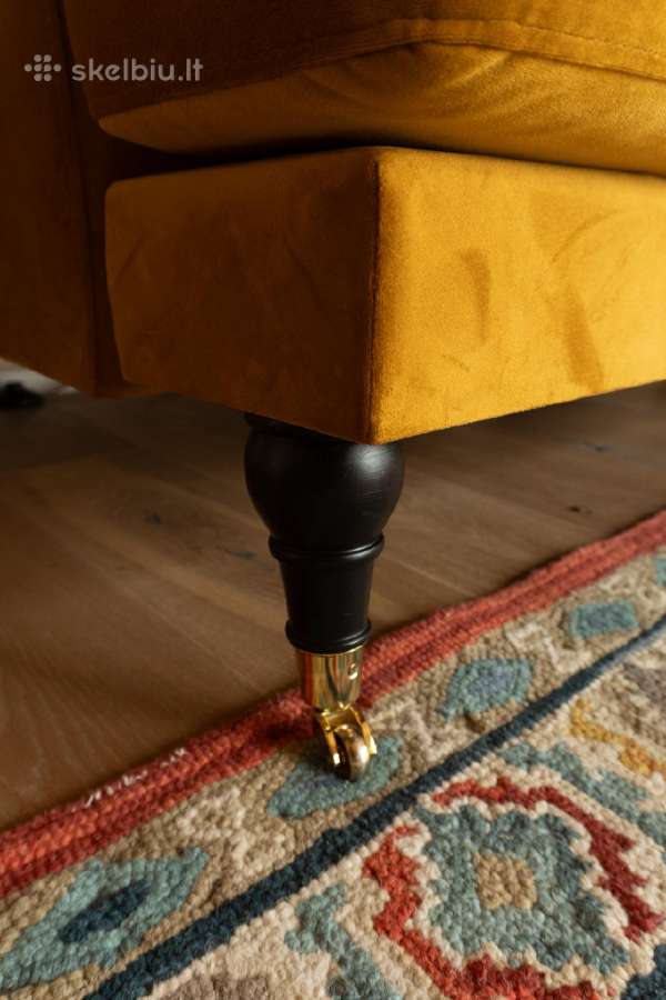 Aksominė garstyčių spalvos sofa - nuotraukos Nr. 7