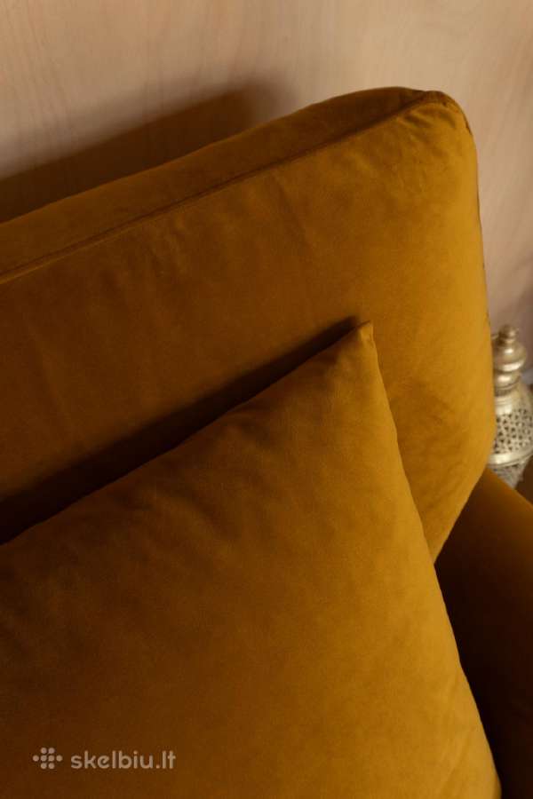 Aksominė garstyčių spalvos sofa - nuotraukos Nr. 8