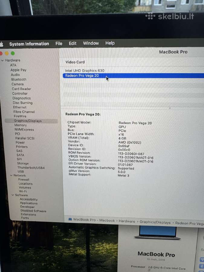 MacBook Pro 15 2018 32gb 1tb Vega 20 4gb - nuotraukos Nr. 2