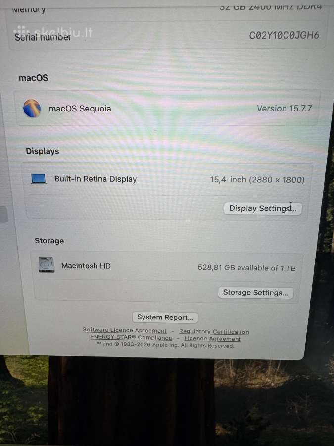 MacBook Pro 15 2018 32gb 1tb Vega 20 4gb - nuotraukos Nr. 5