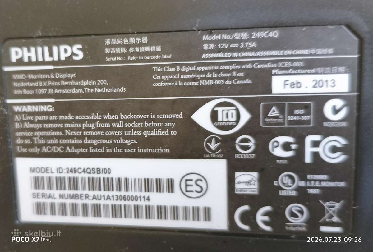 Philips Brilliance Amva LCD monitor 24" - nuotraukos Nr. 2