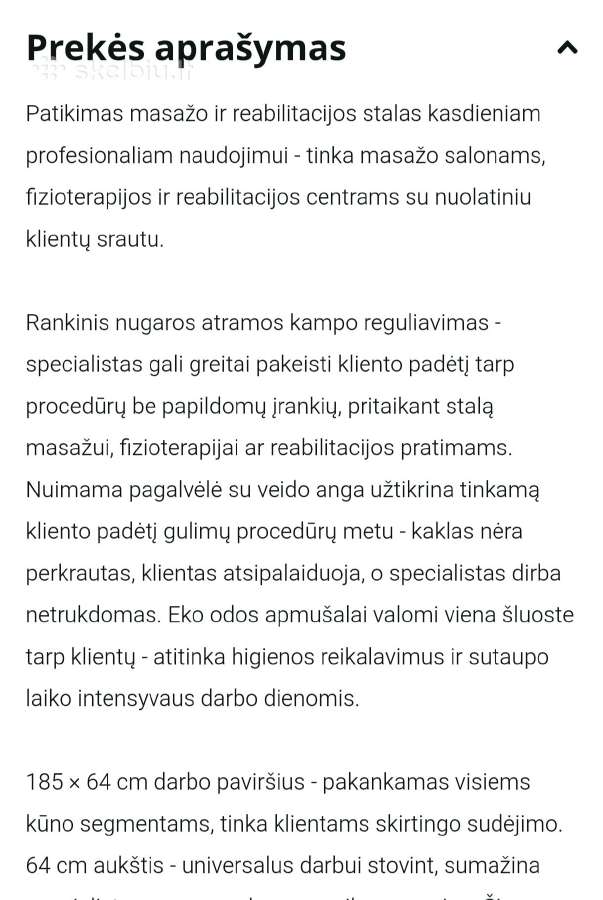 Masažo/kosmetologinis gultas - nuotraukos Nr. 6