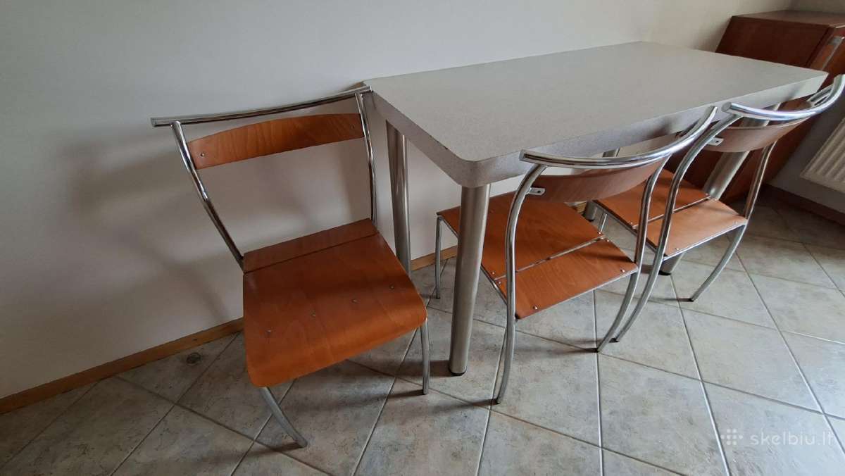 Virtuvės stalas 60x120 ir 3 kėdės - nuotraukos Nr. 2