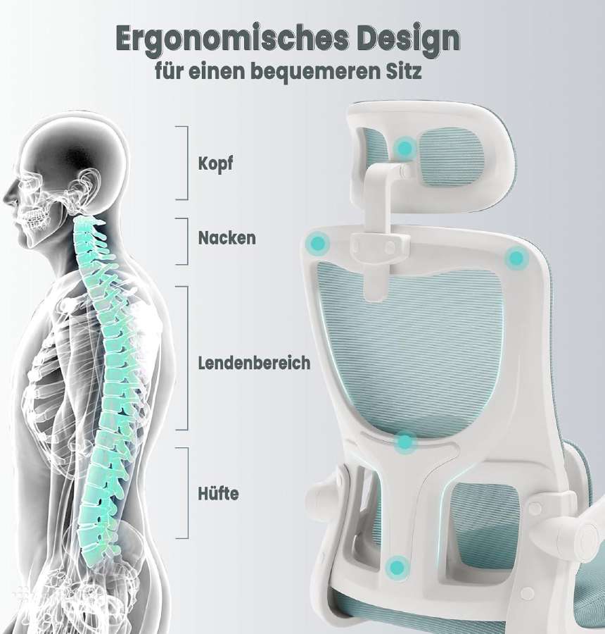 Ergonomiška biuro kėdė su juosmens atrama. - nuotraukos Nr. 5