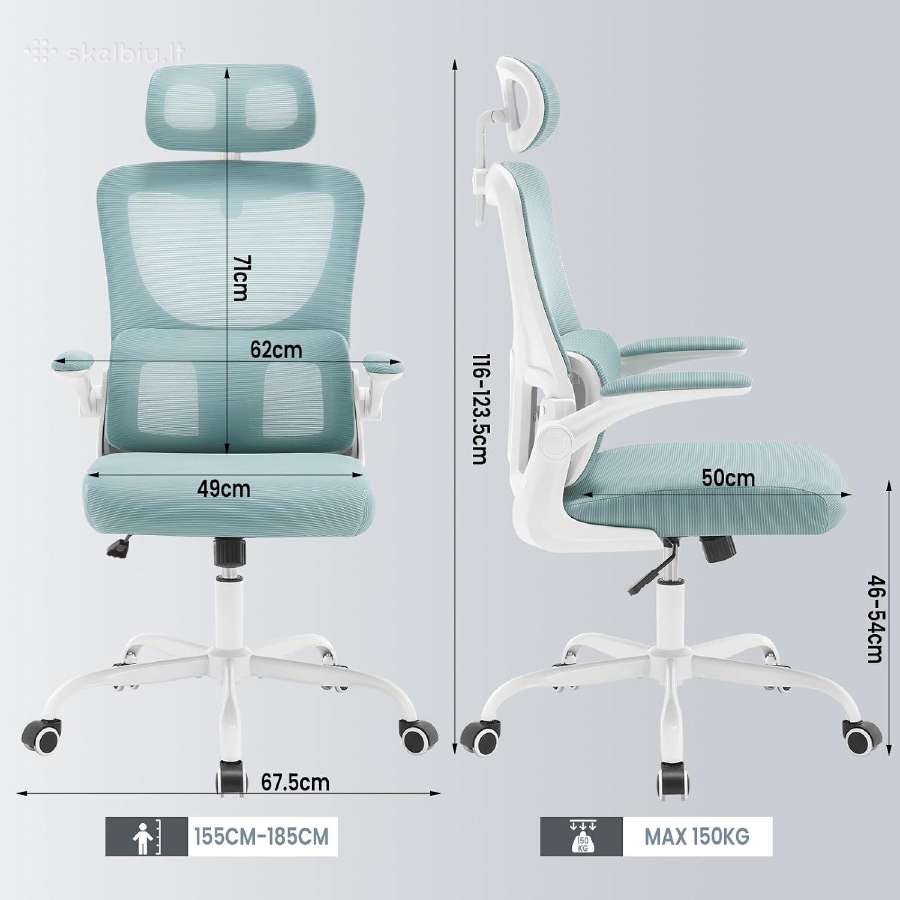 Ergonomiška biuro kėdė su juosmens atrama. - nuotraukos Nr. 10