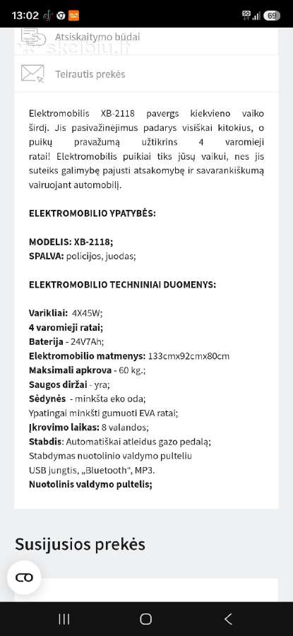Elektromobilis bagis St Police Xb2118 Black - nuotraukos Nr. 5
