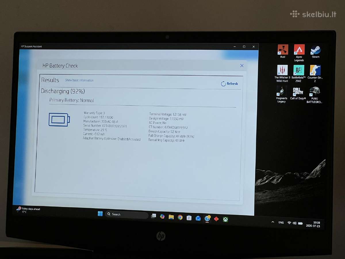 Parduodamas Hp Pavilion su Rtx 3050, I5-11k, 1tb. - nuotraukos Nr. 9