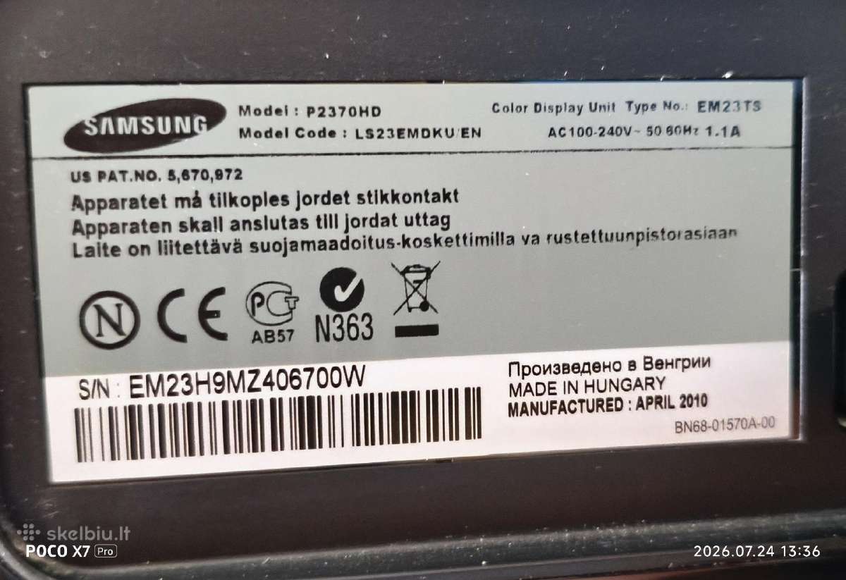 Samsung Syncmaster P2370hd - nuotraukos Nr. 3