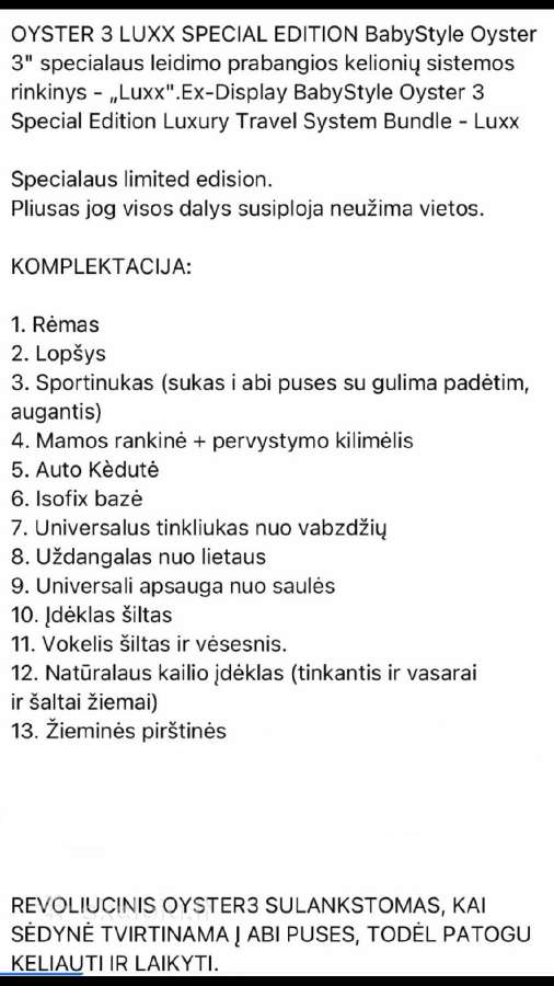 Oyester 3 Special Edition vežimas - nuotraukos Nr. 11