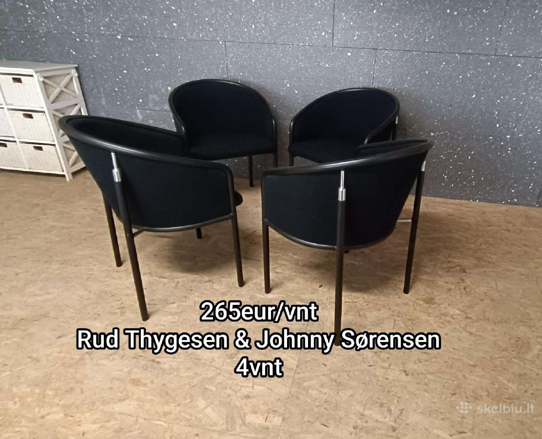 4 Danų Dizainerių Kėdės su Porankiais - nuotraukos Nr. 2