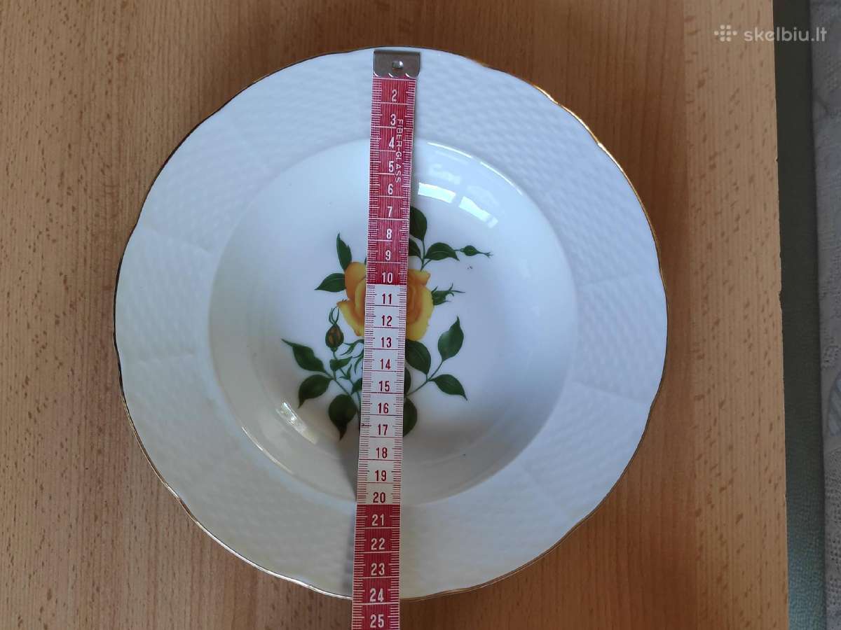 Sriubinės lėkštės su geltona rože, 6 vnt. - nuotraukos Nr. 3