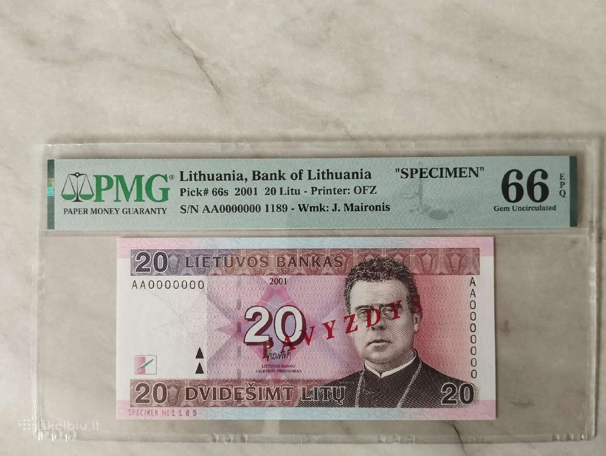20 litų,2001 metu,pavyzdys - nuotraukos Nr. 3