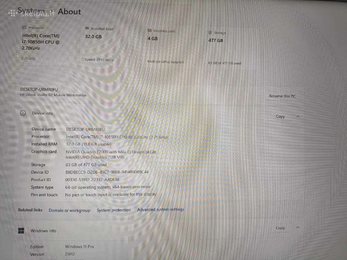 15.6 Fhd Ips 400 Nit i7-10850h 32gb 512gb T2000 4G - nuotraukos Nr. 4