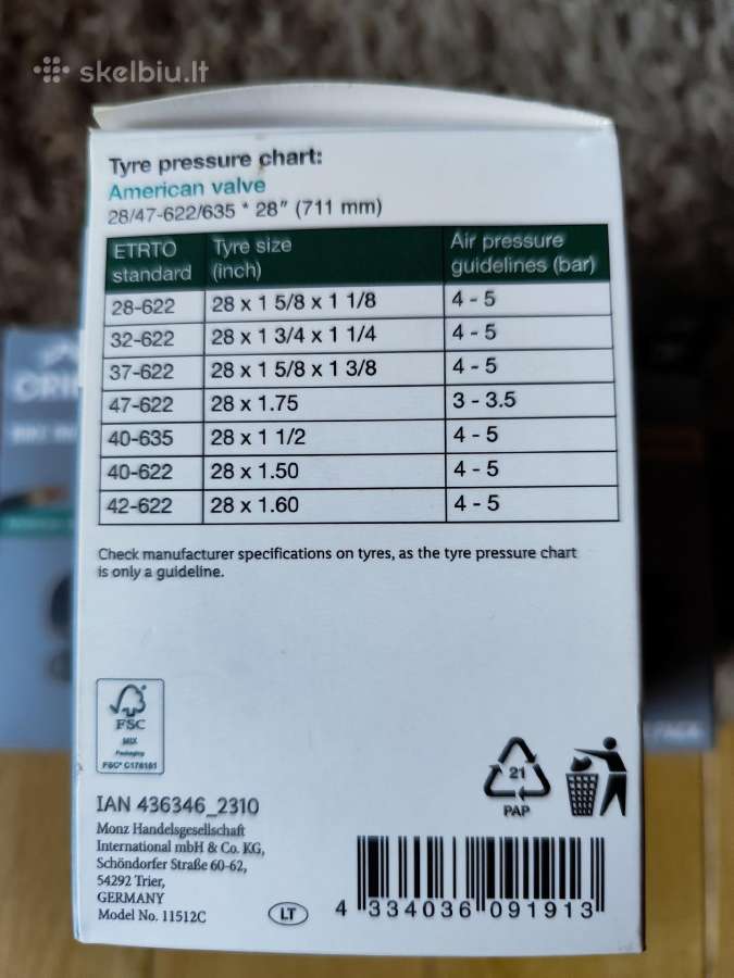28"colių dviračio kameros - nuotraukos Nr. 2