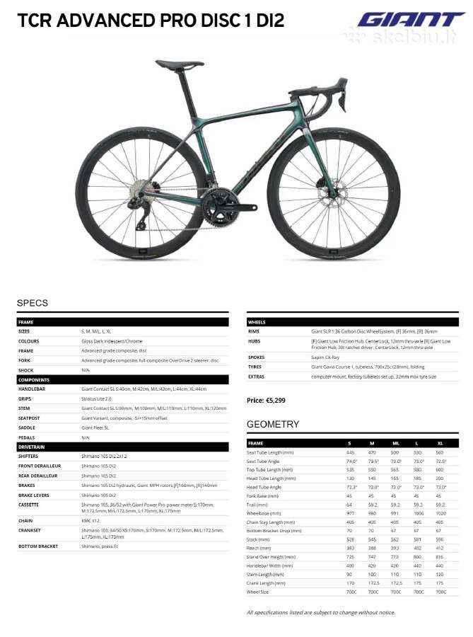 Giant Tcr Advanced Pro 1 Disc Di2 - nuotraukos Nr. 18
