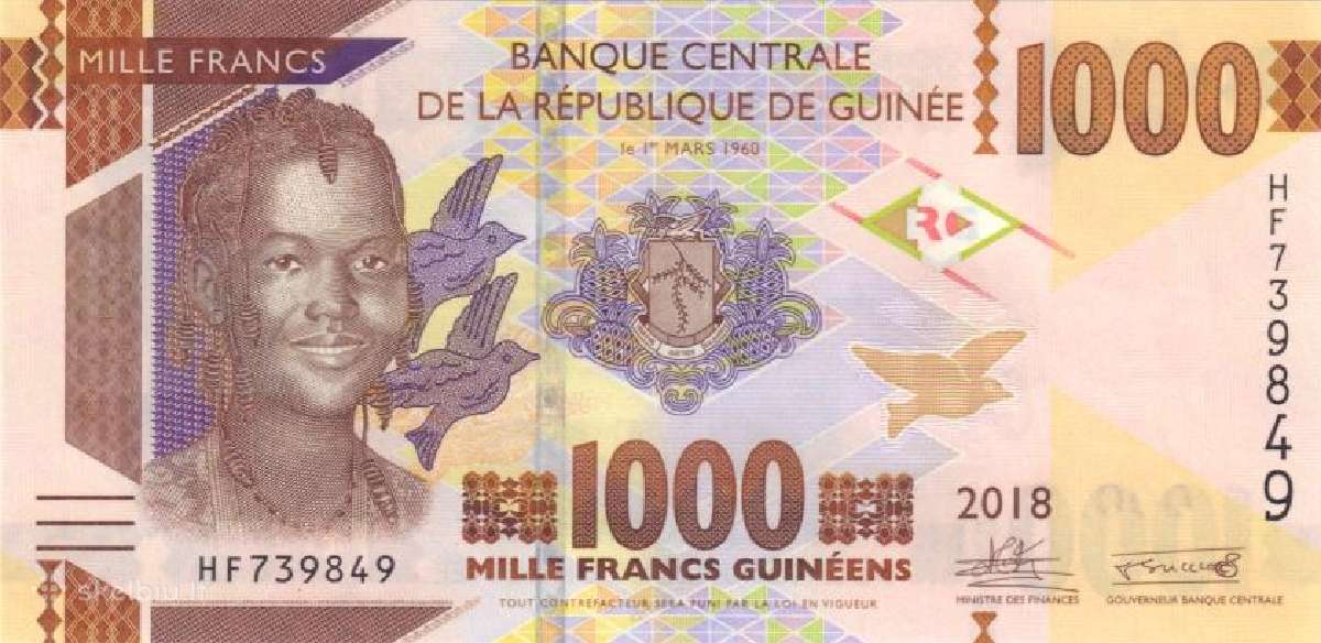 Guinea 1000 guinean francs 2018. Unc. P Parduodu - nuotraukos Nr. 2