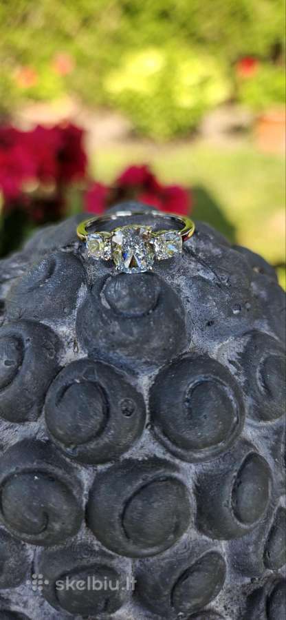 Balto aukso žiedas su 2.55 ct Lab-grown deimantais - nuotraukos Nr. 2
