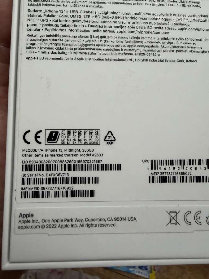 Parduodu Apple iPhone 13 256 GB - nuotraukos Nr. 8