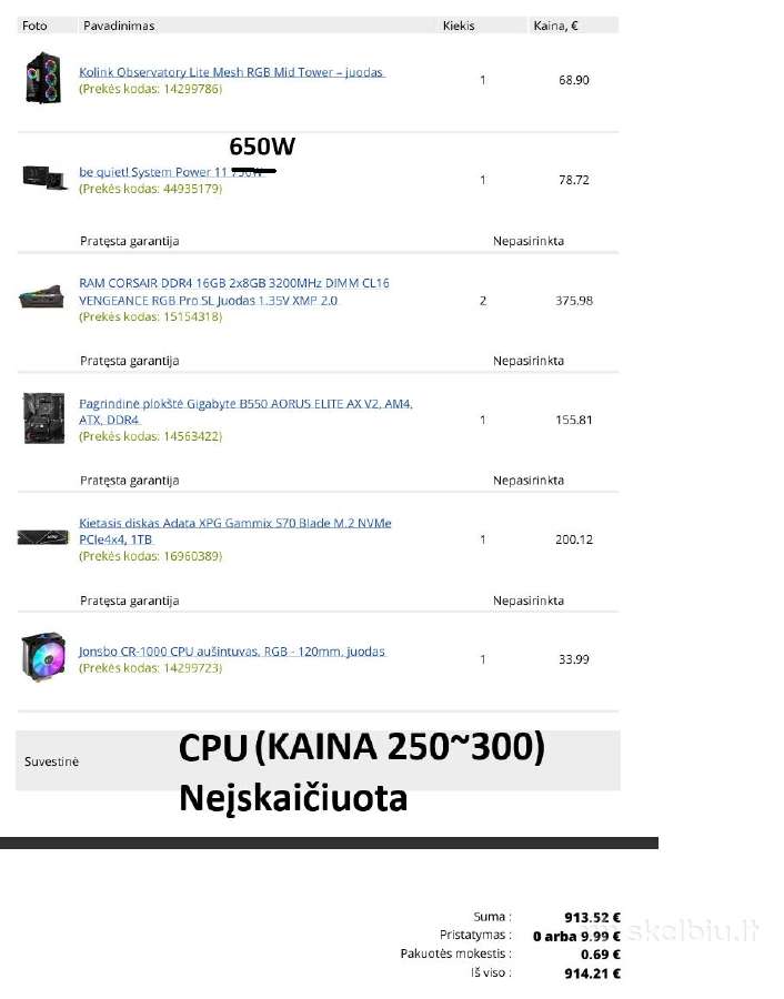 R7 5700x3d 32gb 3200mhz cl16 B550 1tb nvme - nuotraukos Nr. 3