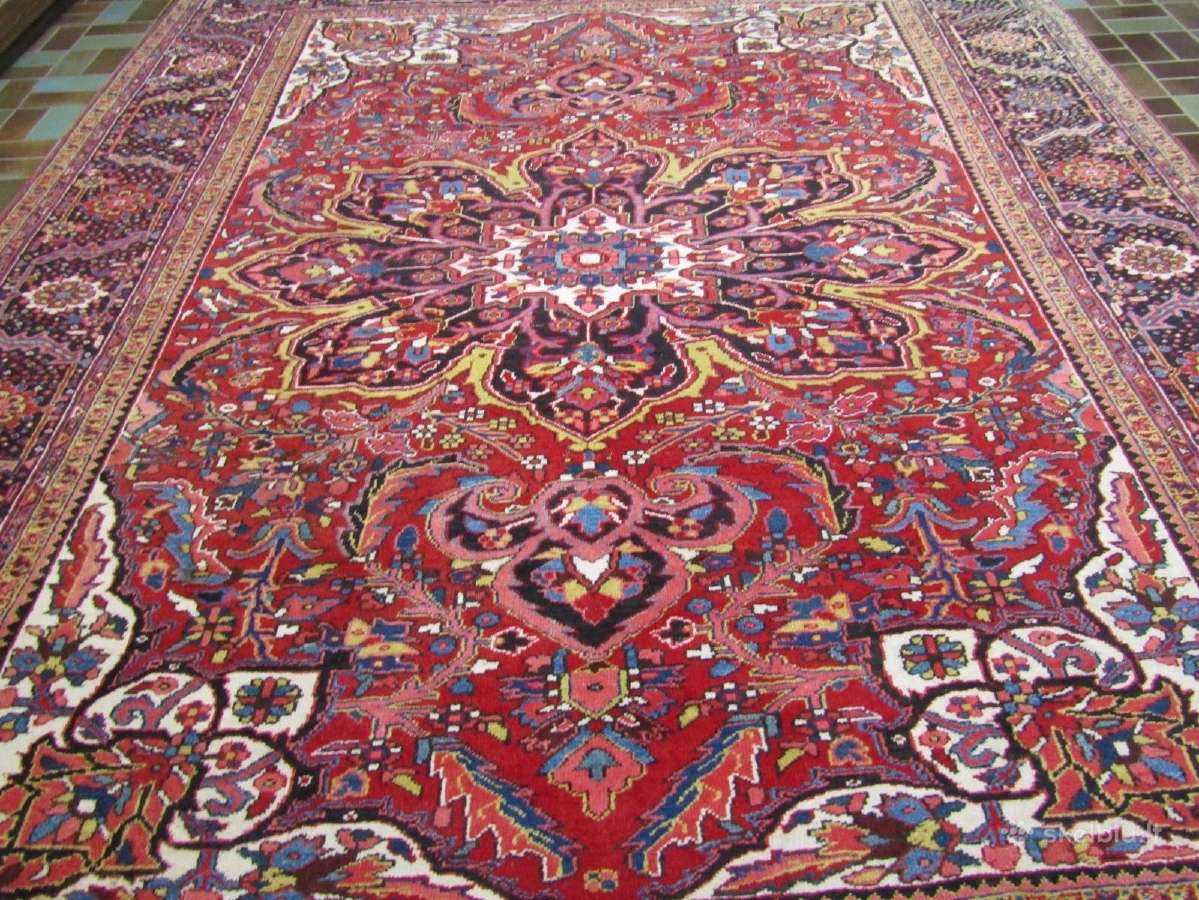 Rankų darbo persiškas kilimas Heriz 356x274 - nuotraukos Nr. 7