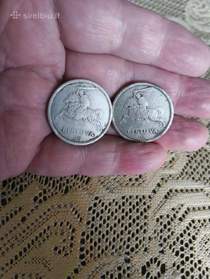 5 Litai 1936 m - Originalas.sidabras, 2vnt po 17€ - nuotraukos Nr. 4