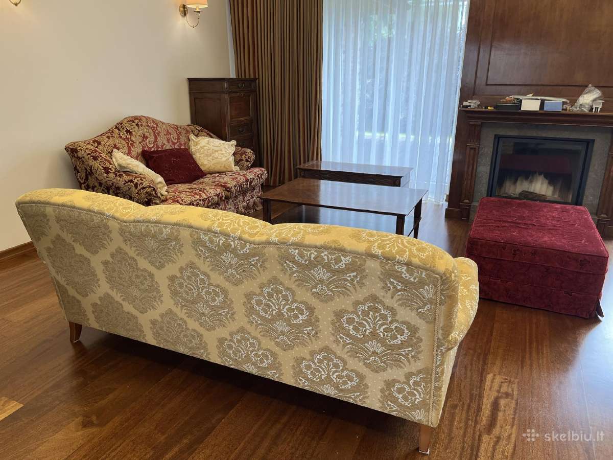 Klasikinė trivietė sofa, aukso ir smėlio spalvų - nuotraukos Nr. 4