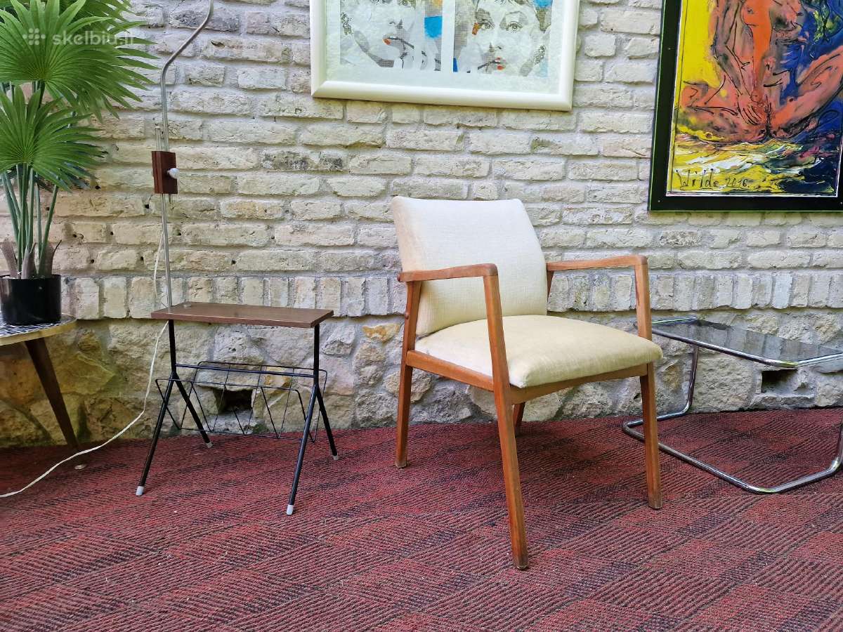 Vintažinis mid century bukmedžio fotelis - nuotraukos Nr. 30
