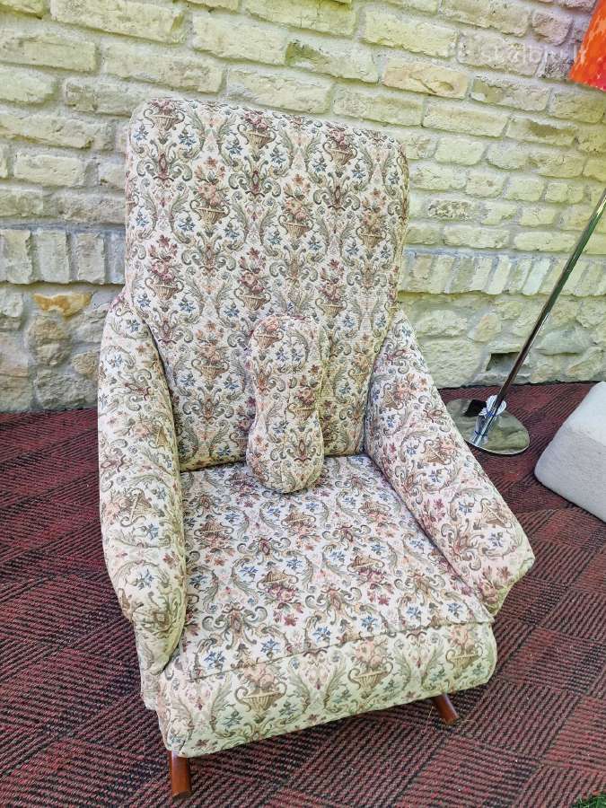 Vintažinis mid century supamas fotelis - nuotraukos Nr. 15