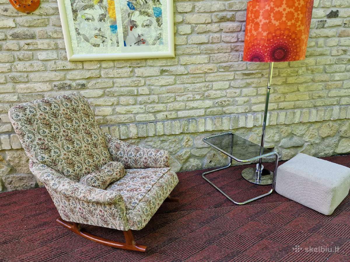 Vintažinis mid century supamas fotelis - nuotraukos Nr. 17