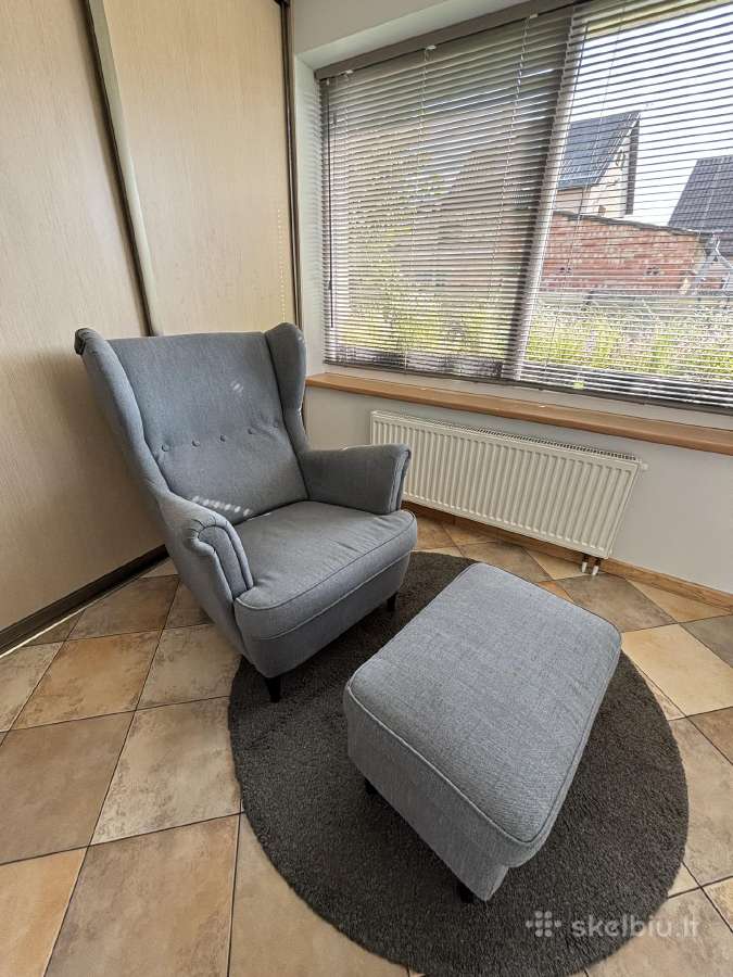 Fotelis Ikea Strandmon su kojų kėdute - nuotraukos Nr. 2