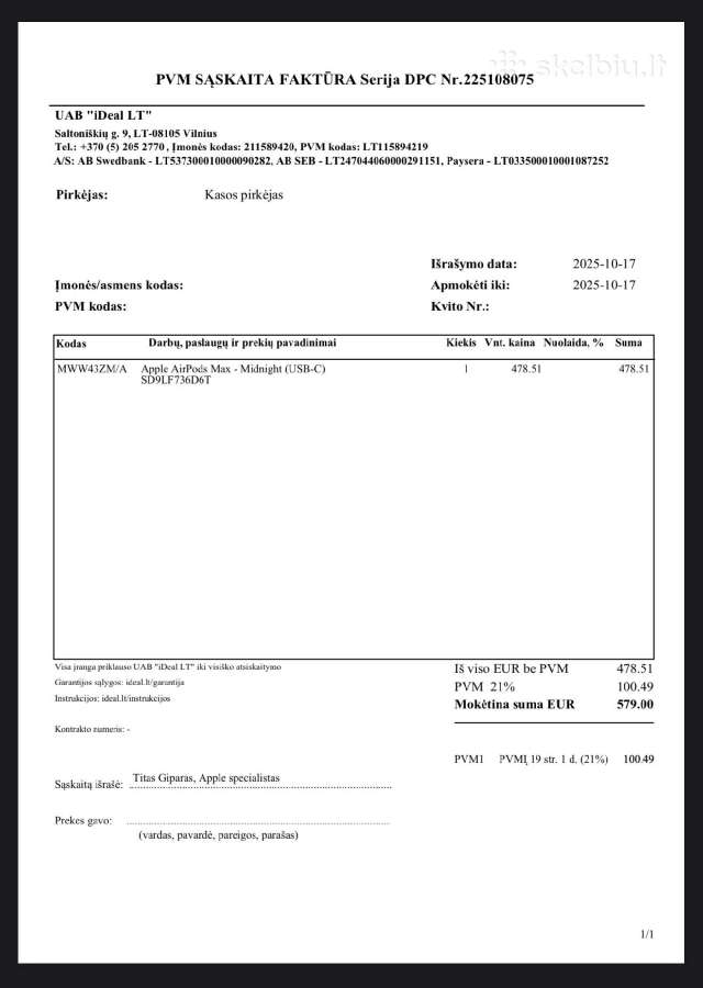 Apple airpods max type c - nuotraukos Nr. 3
