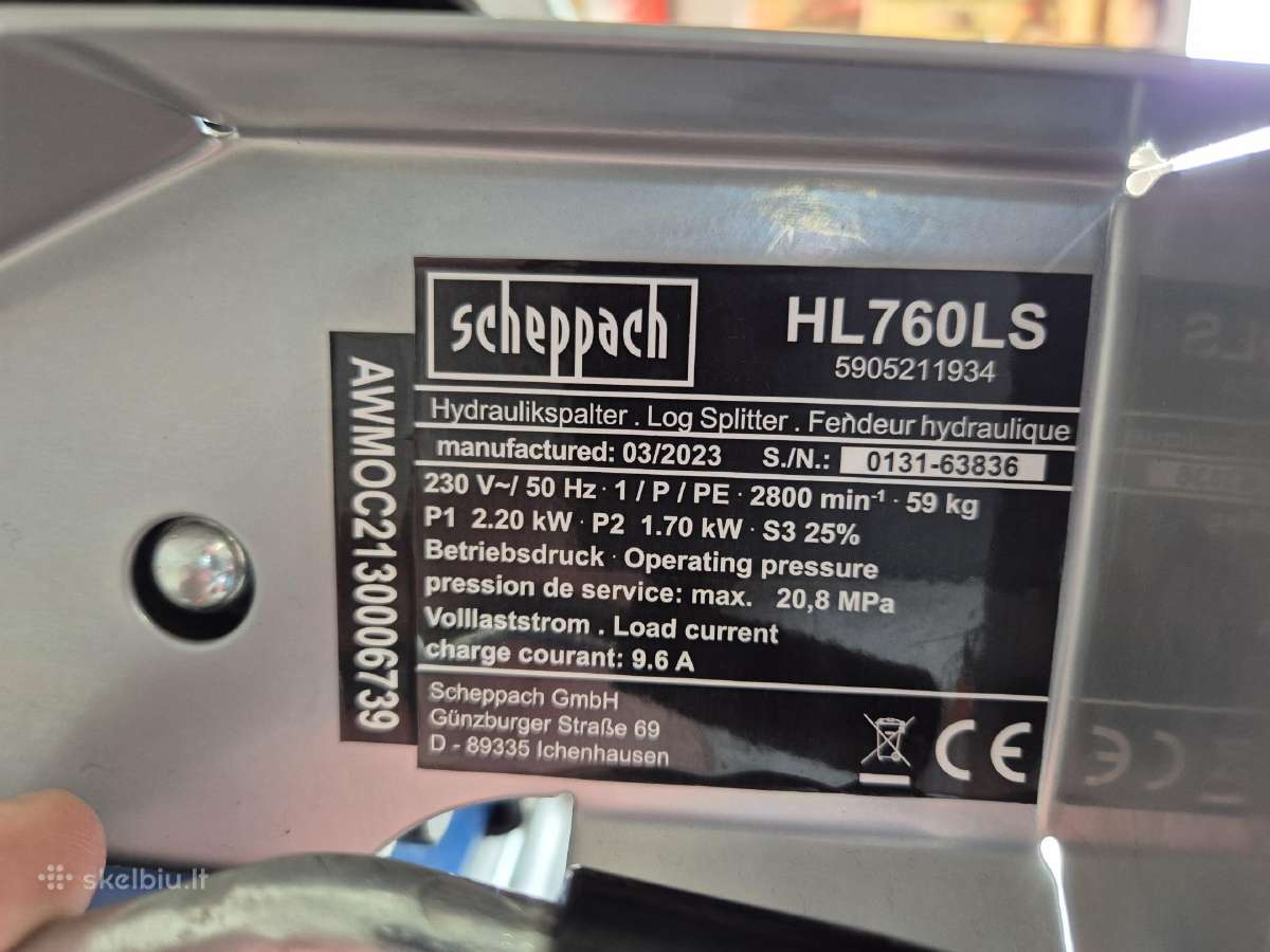 Malkų skaldiklis Scheppach Hl760ls 7 t. vienfazis! - nuotraukos Nr. 8