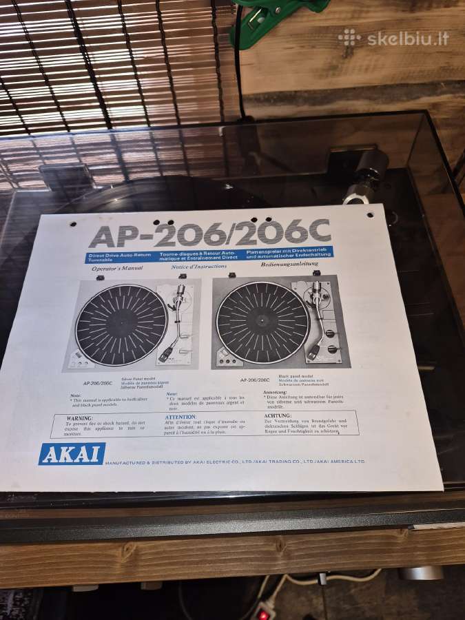 Akai Ap-206c Direct Drive patefonas - nuotraukos Nr. 2