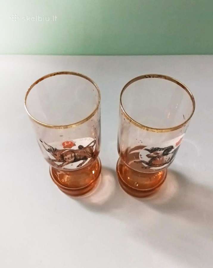 Vintažinės zodiako ženklų stiklinės, 400ml, 2vnt. - nuotraukos Nr. 6