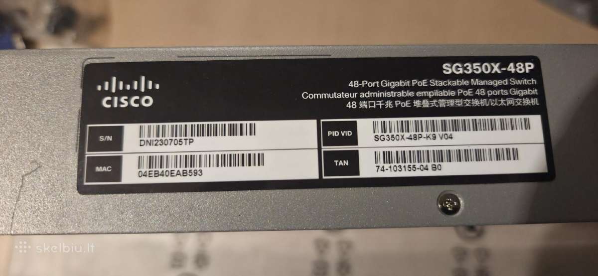 Cisco Cbs350-48p-4x V03 48port Poe managed switch - nuotraukos Nr. 5