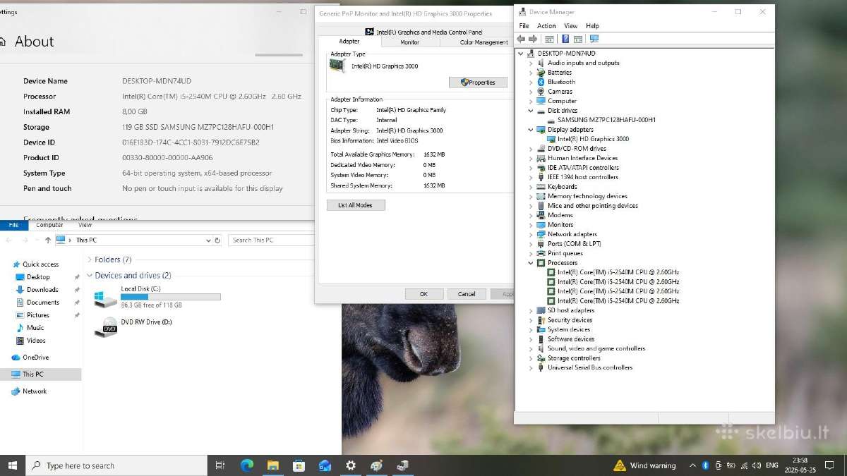 Hp elitebook 8460p i5 8gb SSD - nuotraukos Nr. 6