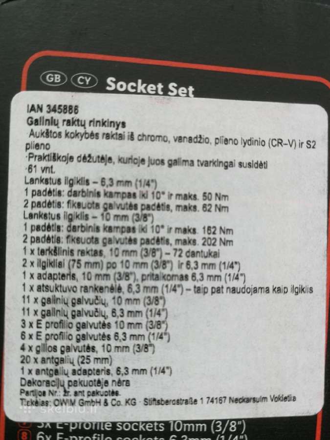 Galiniu raktu rinkinys. - nuotraukos Nr. 3