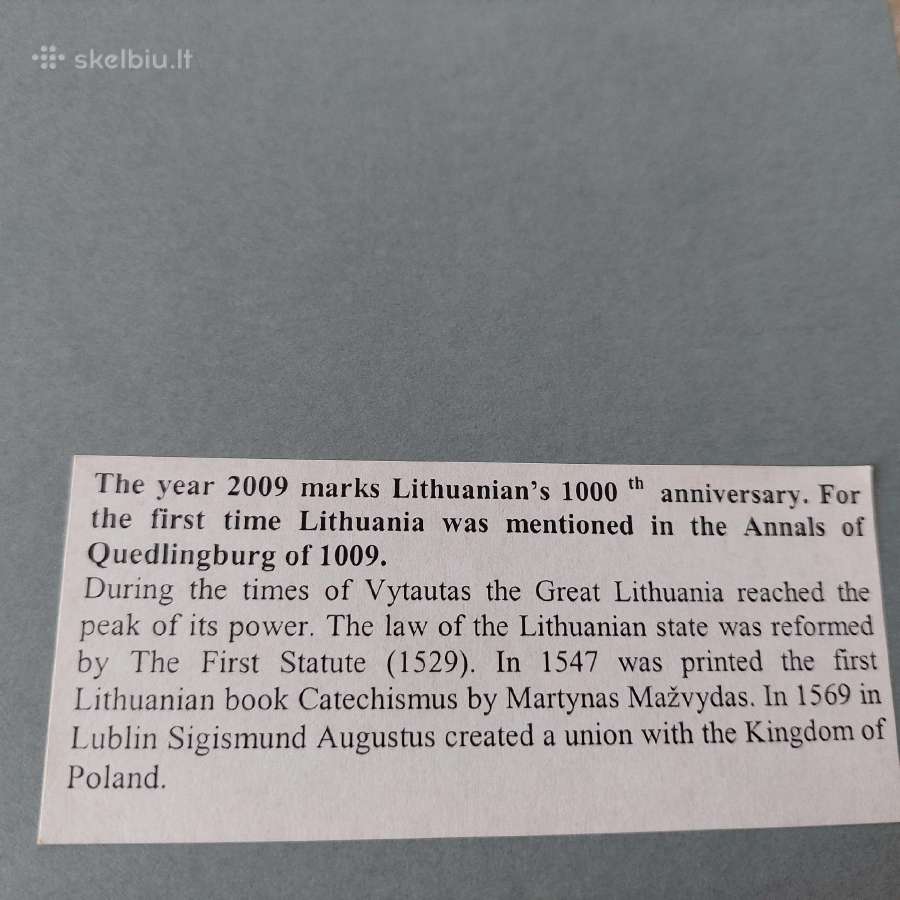2007 Lietuvai 1000 Metų ženklai išimti iš apyvarto - nuotraukos Nr. 4