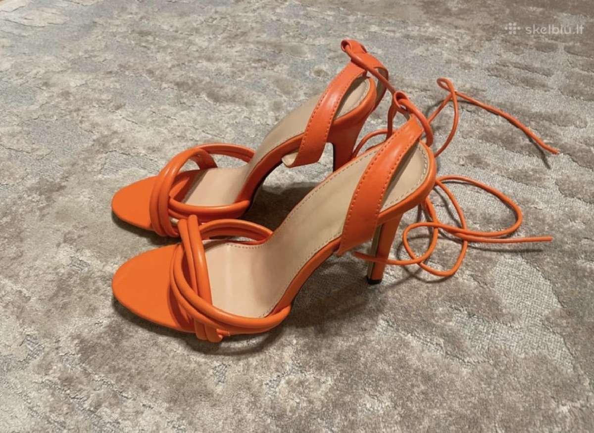 Oranžinės aukštakulnės basutės - nuotraukos Nr. 2