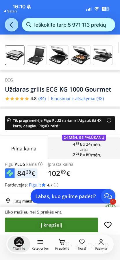 Elektrinis kontaktinis grilius Ecg Kg 1000 Gourme - nuotraukos Nr. 7