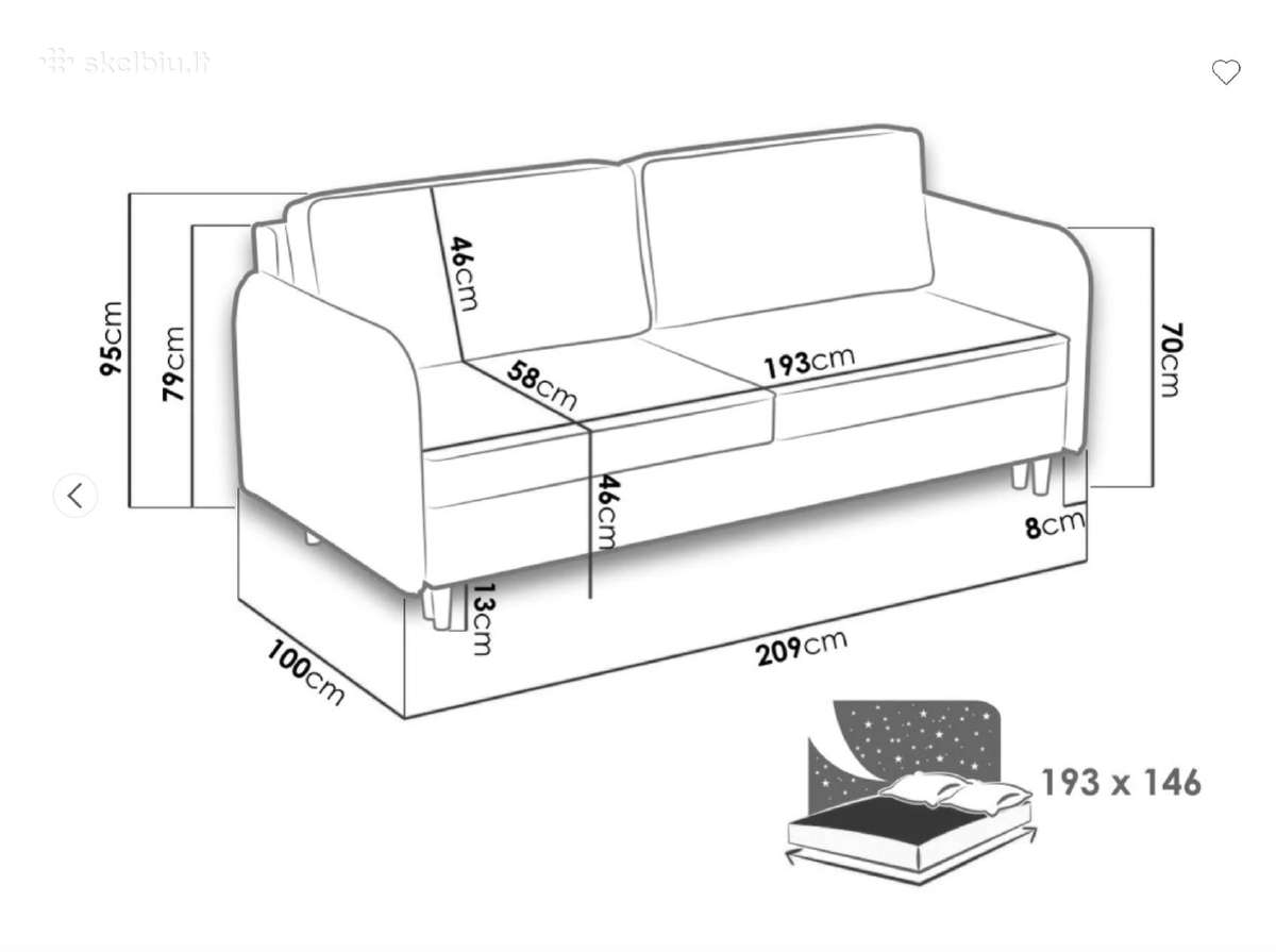 Moderni mėlyna sofa - nuotraukos Nr. 4