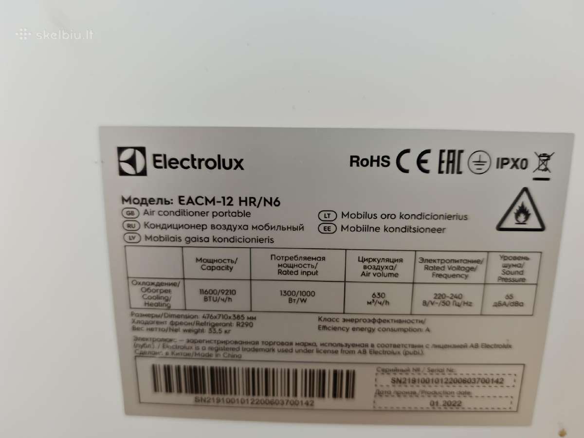 Electrolux mobilus oro kondicionierius 12000 Btu - nuotraukos Nr. 5