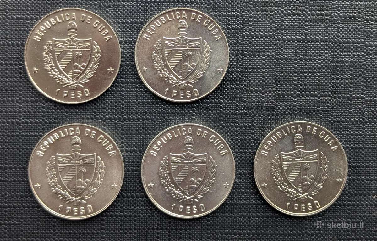 Kuba 1 peso. 5 skirtingos monetos. - nuotraukos Nr. 2