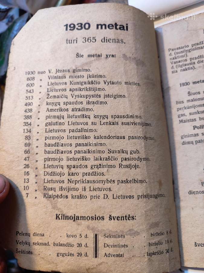 1930 tarpukario kalendorius - nuotraukos Nr. 4